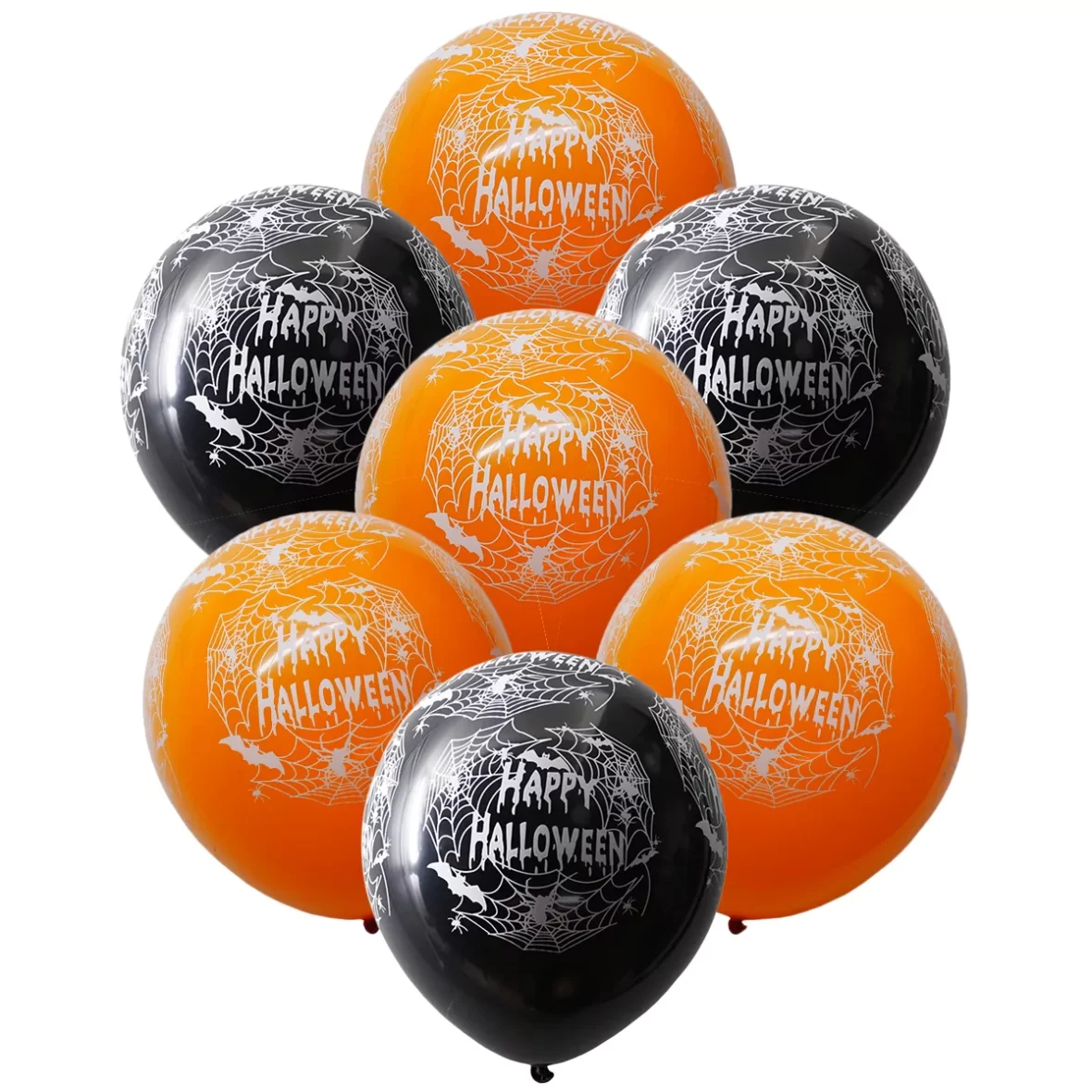Set 6 baloane latex Halloween, asortate portocaliu negru, 30 cm