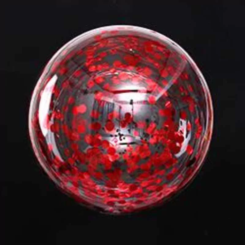 Balon Bobo transparent cu confetti rosu, 45 cm