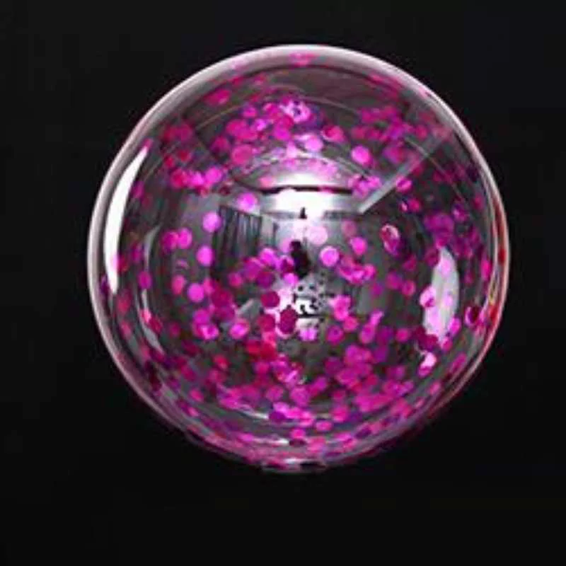 Balon Bobo transparent cu confetti mov, 45 cm