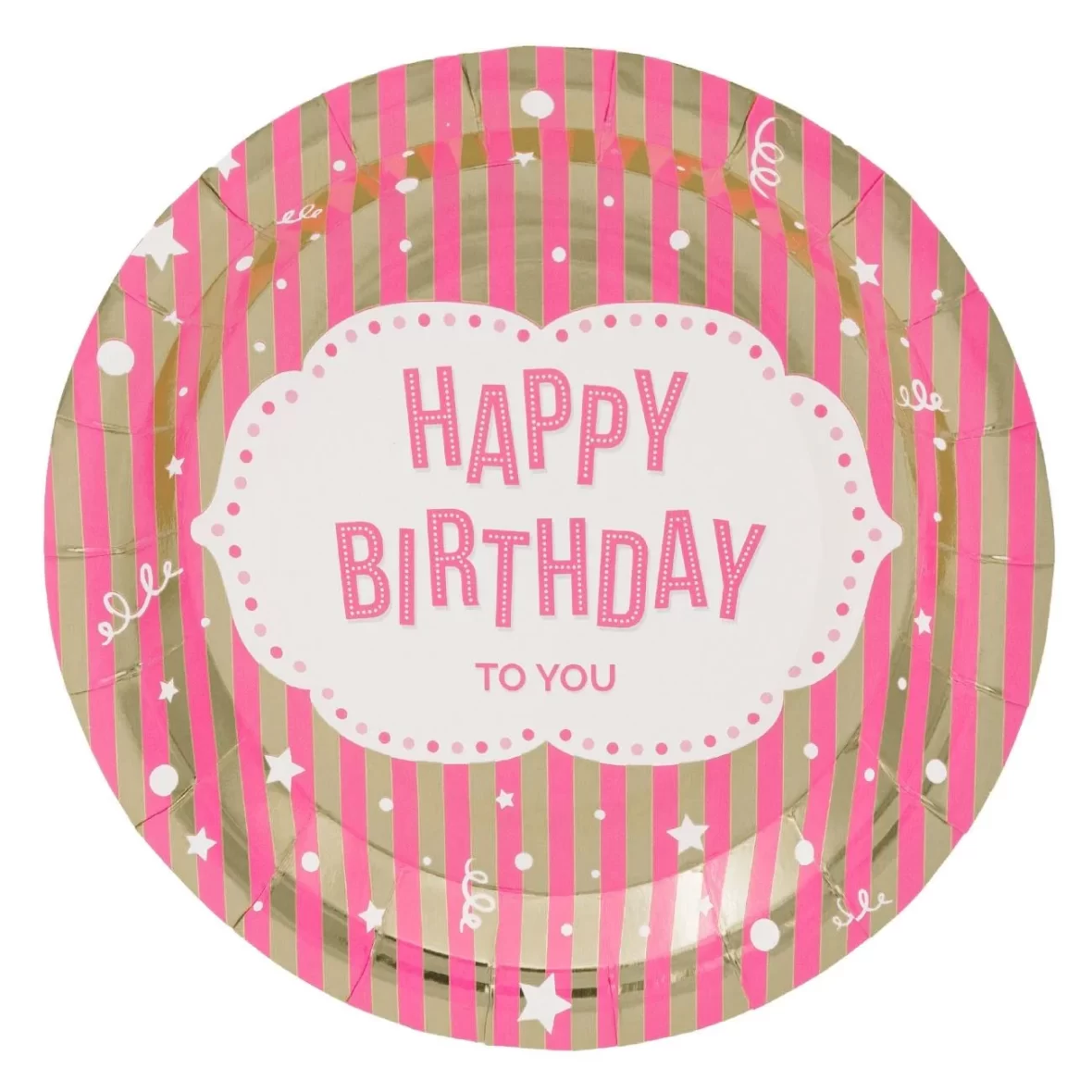Set 6 farfurii Happy Birthday, roz, 18 cm