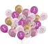 Set 24 baloane latex 1'st Birthday, cu confetti, roz, 30 cm,