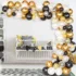 Set arcada baloane in culori auriu, negru, alb, cu baloane confetti si accesorii, 100 de baloane