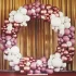 Set baloane arcada cu 100 de baloane in nuante de visiniu, roz si confetti auriu, cu accesorii