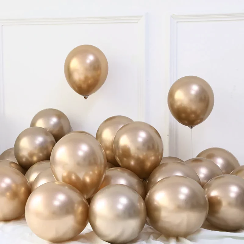 Set 6 baloane latex, Auriu Metalic, cromate, de 12 cm