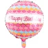 Balon folie model Happy Birthday, cu solzi Sirena, Roz, rotund, 45 cm