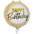 Balon folie model Happy Birthday, cu picatele aurii, rotund, 45 cm