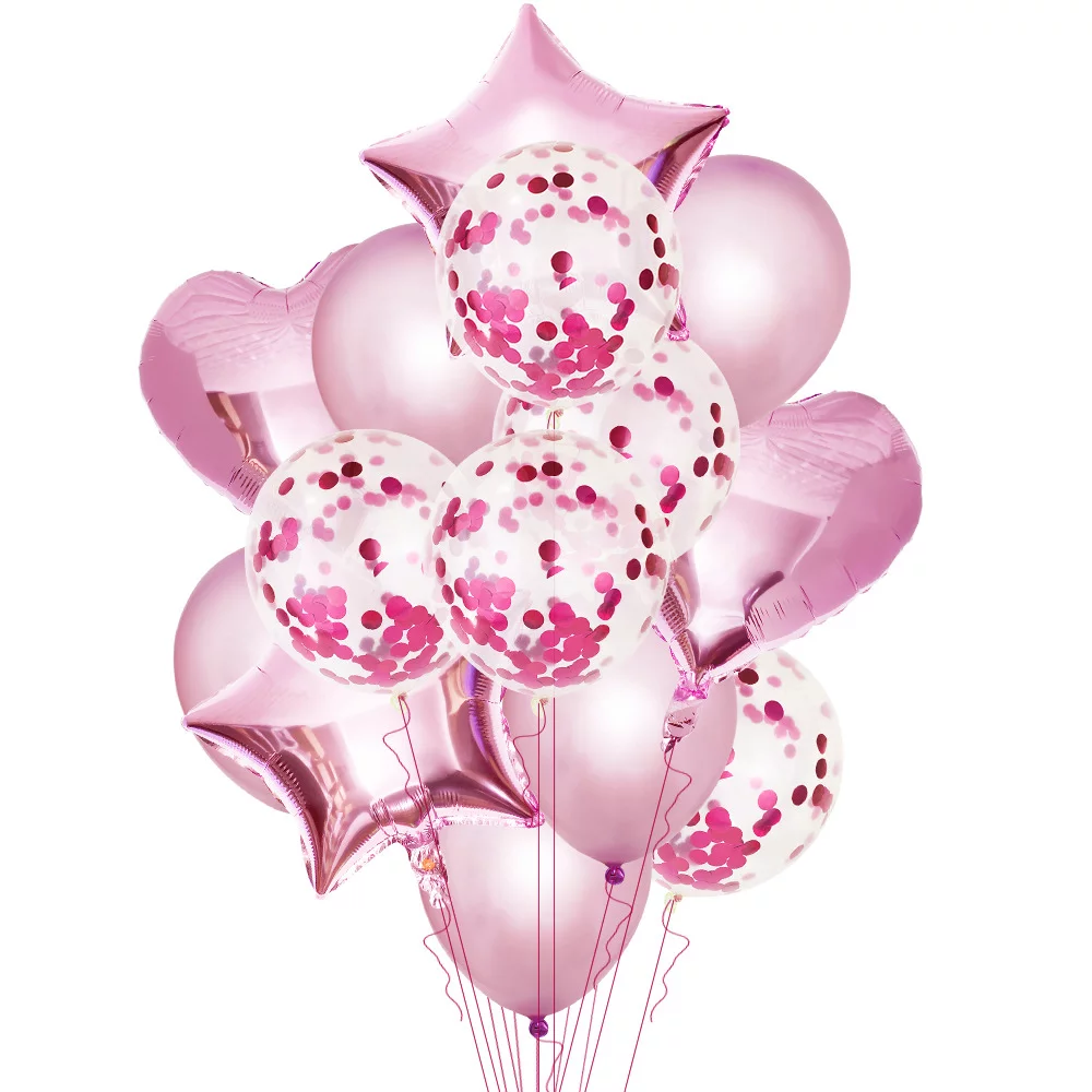 Set 10 baloane folie si latex, roz
