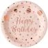 Set 6 farfurii Happy Birthday, model baloane, rose gold