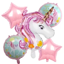 2007-set-5-baloane-folie-cu-figurina-unicorn-stelute-roz