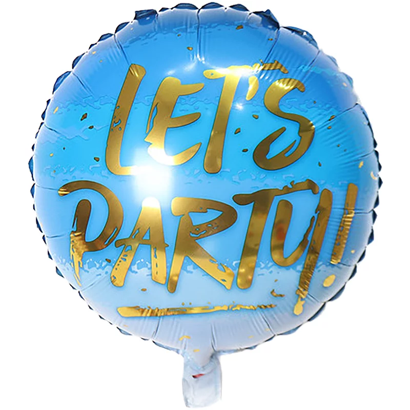 Balon folie Let’s Party, albastru, rotund, 45 cm