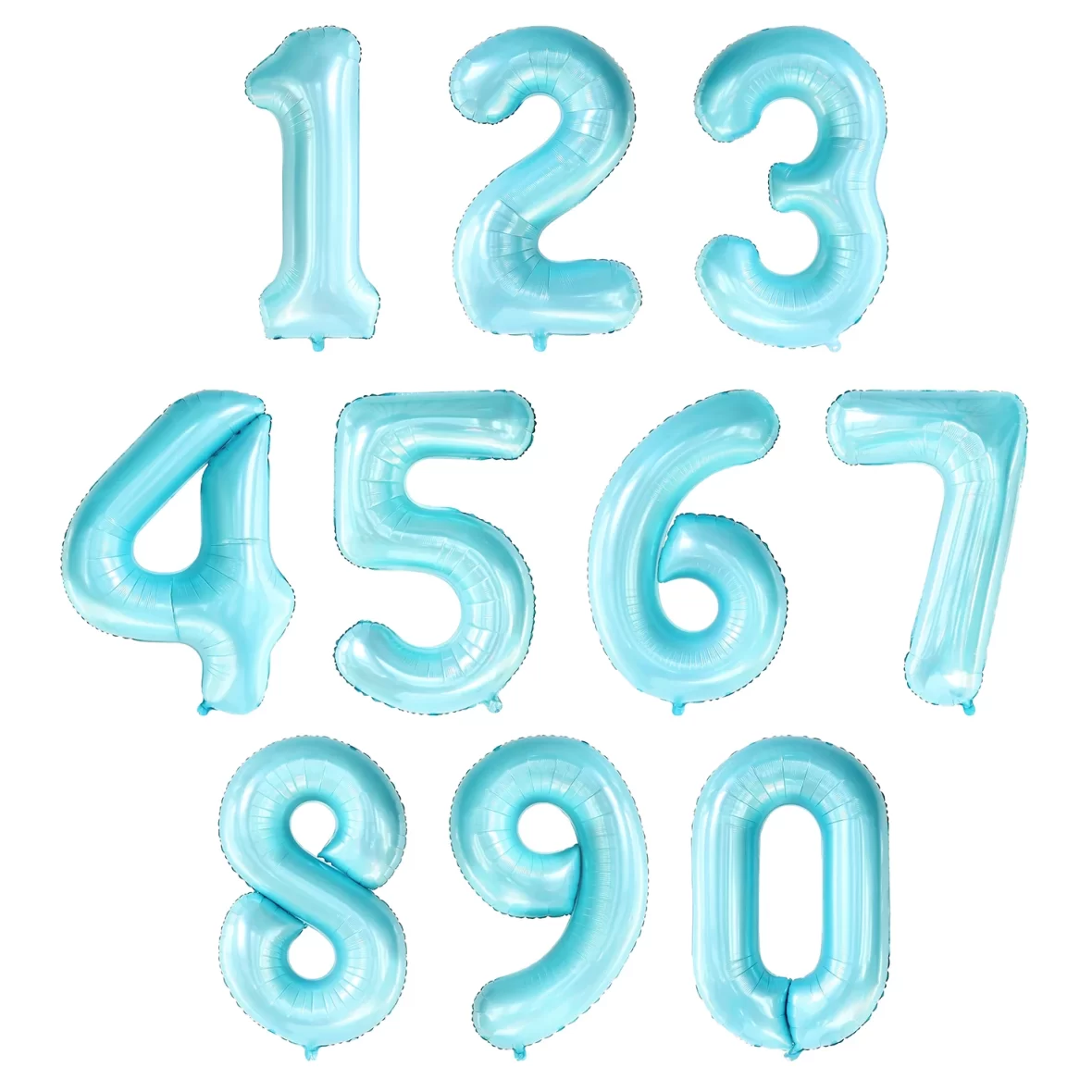 Baloane cifre 0-9, 70 cm, albastru macaron
