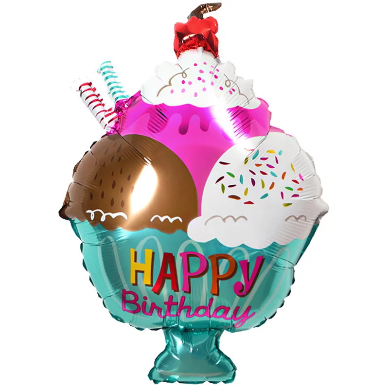 Balon folie figurina Cupa Inghetata Happy Birthday, multicolor, 70 cm