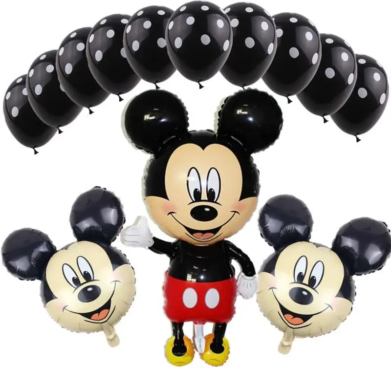 Set aranjament bundle 13 baloane negru cu alb Mickey