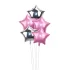 Set aranjament bundle 5 baloane folie stelute Roz si Argintiu