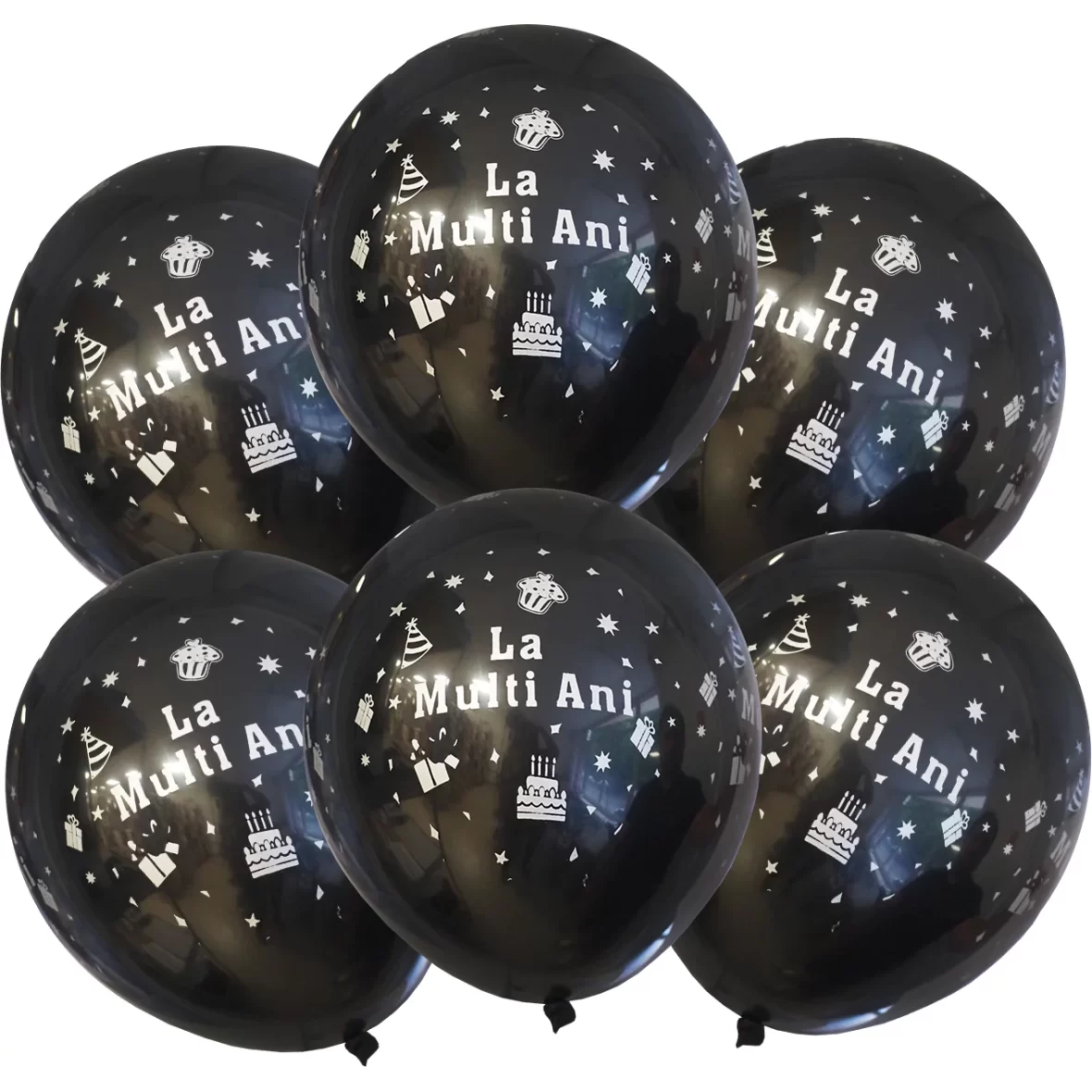 Set 10 baloane latex La Multi Ani, negru, 30 cm