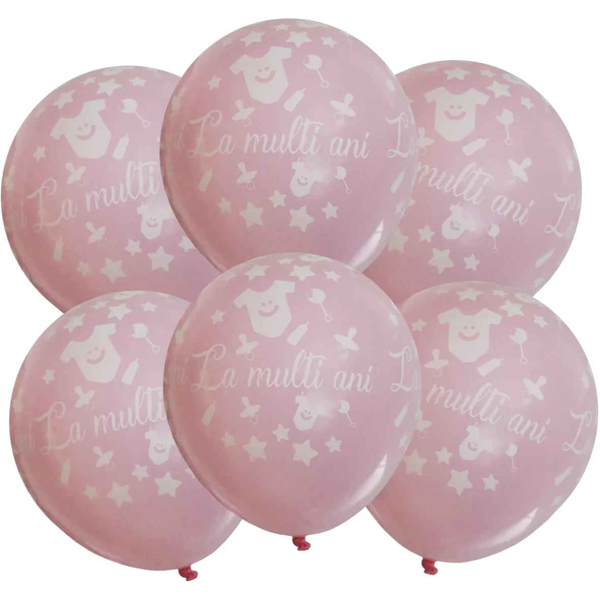 Set 10 baloane latex La Multi Ani, model Hainute, roz, 25 cm