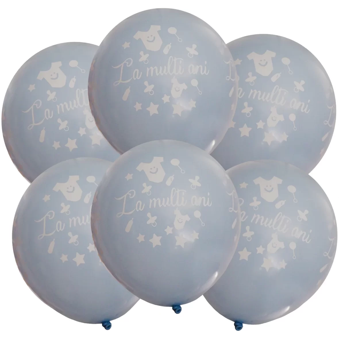Set 10 baloane latex La Multi Ani, model Hainute, albastru, 25 cm