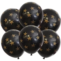2146-set-6-baloane-latex-negre-cu-stelute-aurii-30-cm