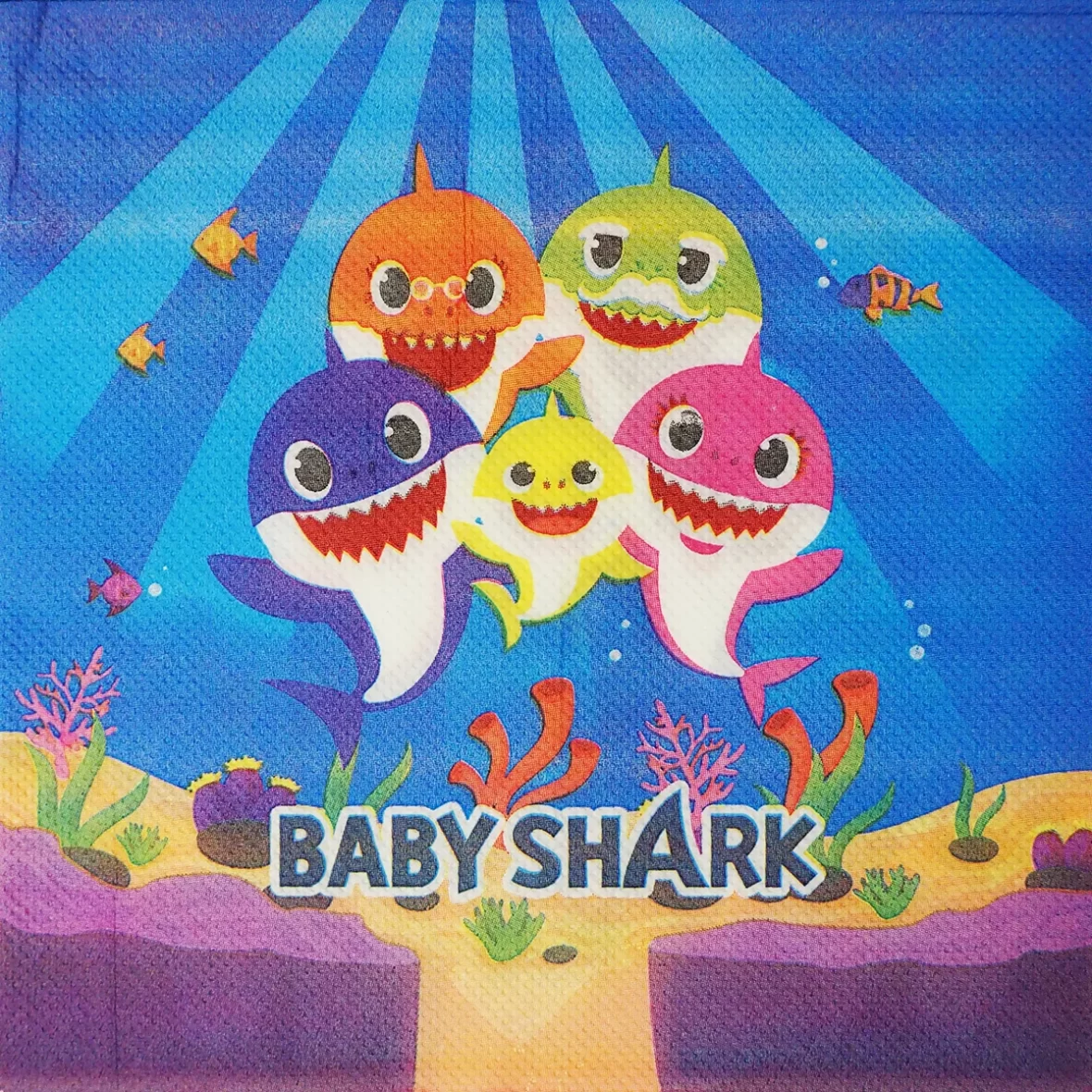 Set 20 servetele Baby Shark, albastru