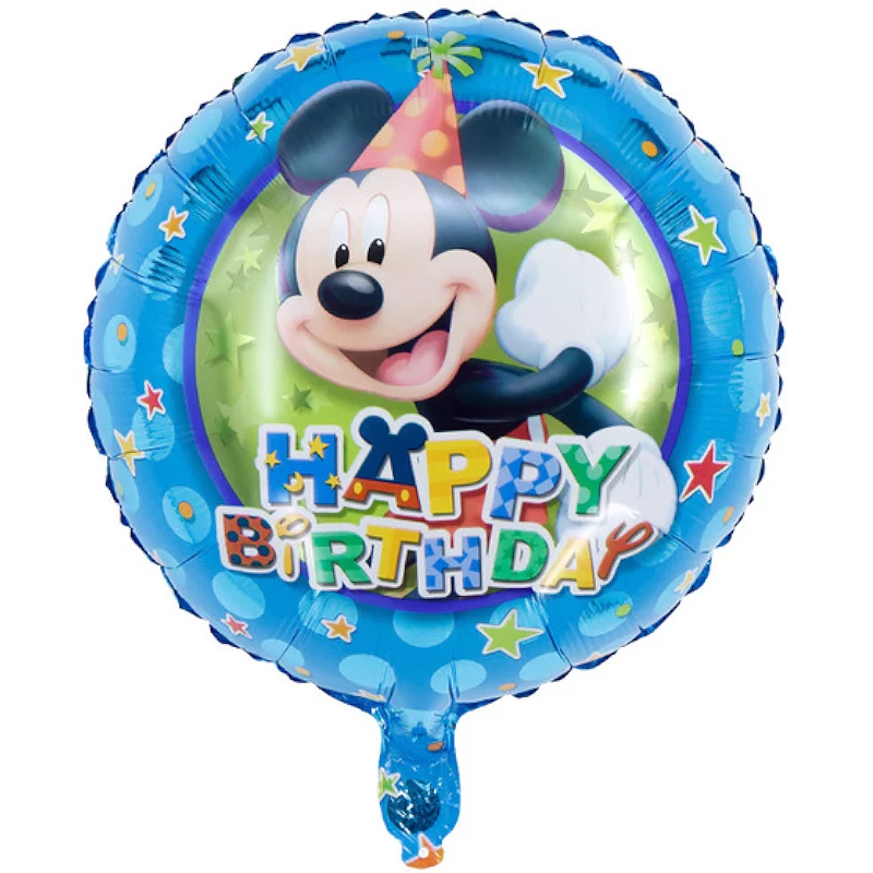 Balon folie Mickey, Happy Birthday, rotund, 45 cm