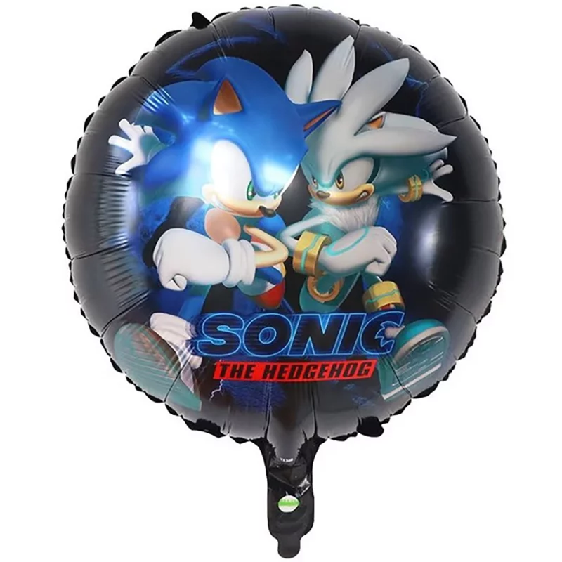 Balon folie Sonic, negru, rotund, 45 cm