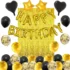 Set aranjament bundle 34 baloane latex si folie ghirlanda Happy Birthday si Perdea decorativa