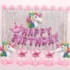 Set aranjament bundle baloane HAPPY BIRTHDAY Unicorn Party cu perdea decorativa