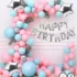 Set aranjament bundle 61 baloane cu ghirlanda HAPPY BIRTHDAY si frunze mari decorative