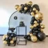 Set arcada cu 100 de baloane latex in culori negru cu auriu